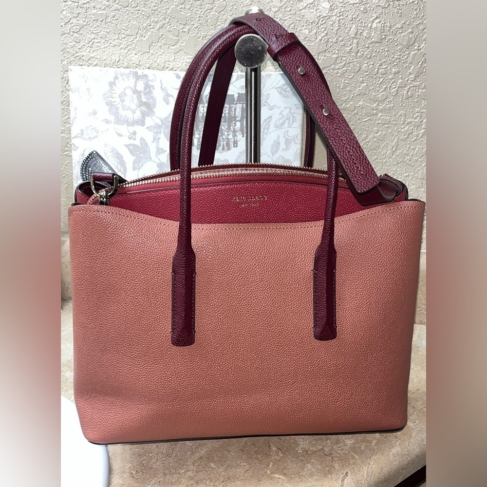 Kate Spade Margaux Large Satchel Tinted Rose Multicolor Pebbled Leather Bag